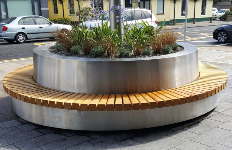 Stainless Steel Planter Bench